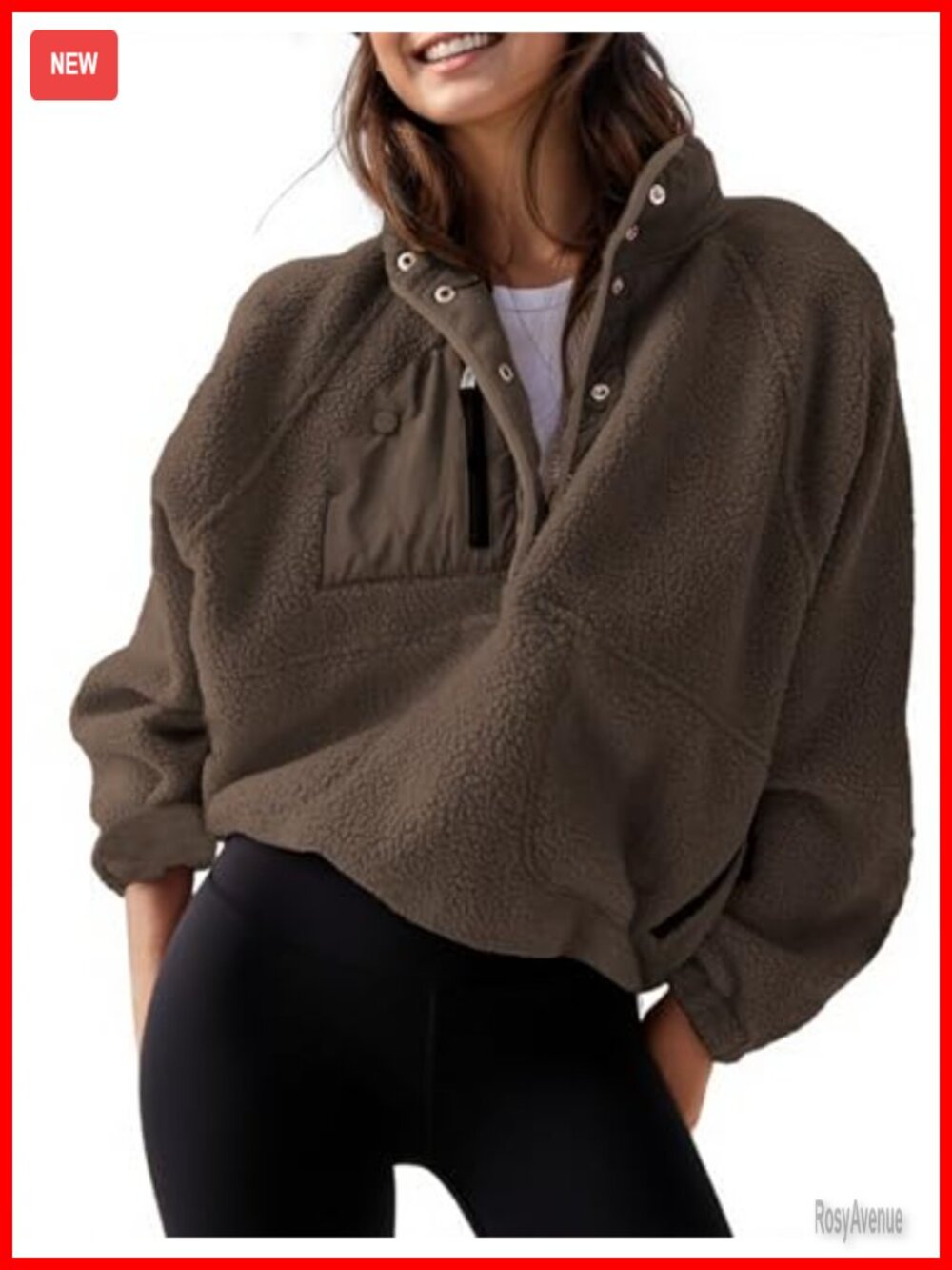 Women's Lightweight Fleece Pullover Jacket Cropped Fuzzy Sherpa Coat with